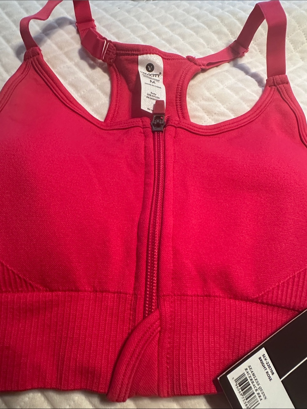Velocity Front-Zip Sports Bra - Red - Picture 3 of 5